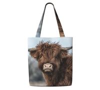 Mucca delle Highlands, fauna selvatica scozzese,Borse della spesa riutilizzabili, borse per la spesa, borsa a tracolla in tela di grande capacità