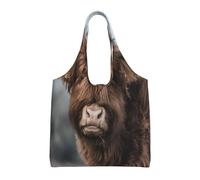 Mucca delle Highlands, fauna selvatica scozzese,Borse riutilizzabili, borse della spesa, borsa a tracolla in tela di grande capacità