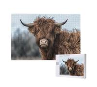 Mucca delle Highlands, fauna selvatica scozzese,Puzzle in legno da 1000 pezzi per famiglie, puzzle per adulti e adolescenti