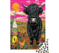 Mucca delle Highlands pop art Puzzle 1000 Pezzi Per Adulti, Puzzle Impossibile 1000 Pezzi Gioco Di Sfida Intellettuale Puzzle 52x38cm/1000pcs