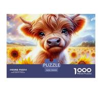 Mucca delle Highlands Puzzle 1000 Pezzi Puzzle per Adulti Carta Gioco di Puzzle 1000 Pezzi Campo di Girasoli Natura Relax Famiglia Regalo 70x50cm/1000pcs 70x50cm/1000pcs
