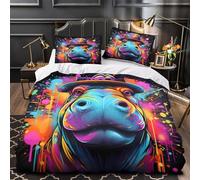 mucca delle Highlands Set Di Copripiumino Biancheria da letto 3 Pezzi ultra microfibra motivo 3D con federa cerniera nascosta Corona floreale copripiumino for adulti e ragazze Super king（260x220cm）