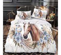 mucca delle Highlands Set Di Copripiumino Biancheria da letto microfibra morbida stampa di 3D con federa con cerniera Corona floreale copripiumino for ragazzi e bambini Super king（260x220cm）