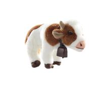 Uni-Toys - Mucca bianco-marrone, in piedi - con campana - 27 cm (lunghezza) - peluche - peluche peluche
