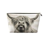Mucca divertente dell'altopiano, Borsa per il trucco Borsa per cosmetici Borsa da toilette da viaggio portatile Borsa da toilette