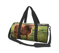 Mucca divertente dell'altopiano, Borsone da viaggio di grande capacità Borsa rotonda Borsa da viaggio sportiva Borsa da viaggio Borsa da fitness