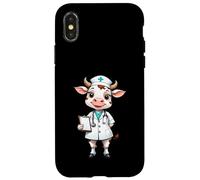 Mucca Dottoressa - Personaggio Cartoon con Cartella Clinica Custodia per iPhone X/XS