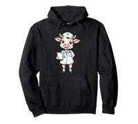 Mucca Dottoressa - Personaggio Cartoon con Cartella Clinica Felpa con Cappuccio