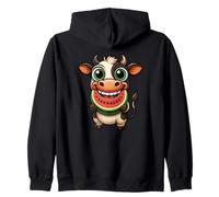 Mucca estiva con anguria frutta design Felpa con Cappuccio