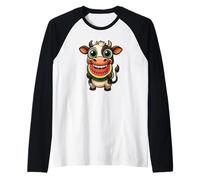 Mucca estiva con anguria frutta design Maglia con Maniche Raglan