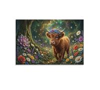 mucca Highland Quadro Su Tela Stampe Da Parete Fiore selvatico stellatoDecorazioni Quadri Moderni Stampa Su Tela Pittura Poster Da Parete Di Arte Per Camera Da Letto E Da Pranzo, Soggiorno, Cucina,