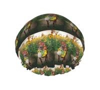 mucca in girasoli ha stampato i cappelli riutilizzabili della doccia, copricapo di doppio strato per la stazione termale ed il salone, grande involucro dei capelli