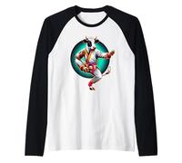 Mucca Karate Kick Punch Carino Divertente Cool Arti Marziali Mucca Maglia con Maniche Raglan