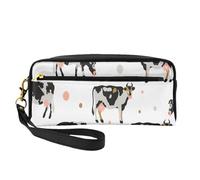 Mucca Macchiata Di Latte Mucca Nera, Borsa per il trucco Borsa per cosmetici Borsa da viaggio portatile da toilette Astuccio in pelle per donne e ragazze