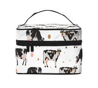 Mucca Macchiata Di Latte Mucca Nera, Borsa per il trucco Borsa per cosmetici Borsa da viaggio portatile da viaggio Astuccio per matite