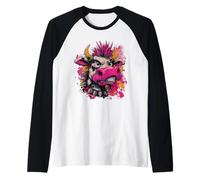 Mucca Punk - Selvaggio e Ribelle Maglia con Maniche Raglan