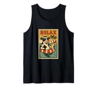 Mucca Rilassante Carino Animale Vintage Relax Stampa Retro Canotta