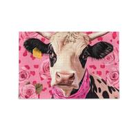 Mucca Rose Rosa Puzzle Puzzle Sfida Puzzle per Adulti 1000 Pezzi