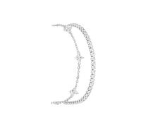 MUCCA Set di 2 braccialetti in argento Sterling a forma di quadrifoglio, da donna, in argento 925, con zirconia cubica, gioielli dell'amicizia, regalo per donne, Nessuna pietra preziosa