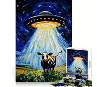 Mucca sorpresa ﹨u Puzzle UFO da 1000 pezzi per adolescenti Migliora la memoria Rilassante Divertente Bordi affilati 38x52cm