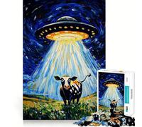 Mucca sorpresa ﹨u Puzzle UFO da 1000 pezzi per adulti Gioco di logica mentale Divertimento rilassante Taglio solido Regalo prezioso 50x75cm