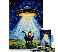 Mucca sorpresa ﹨u UFO Per adolescenti Puzzle da 1000 pezzi Gioco di allenamento mentale Gioco di gruppo Taglio di precisione Regalo per le feste 38x26cm