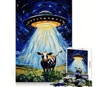 Mucca sorpresa ﹨u UFO Per adolescenti Puzzle da 1000 pezzi Gioco di allenamento mentale Gioco di gruppo Taglio di precisione Regalo per le feste 38x26cm
