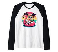 Mucca Spiaggia Vacanza Estiva Gonfiabile Piscina Fenicottero Maglia con Maniche Raglan