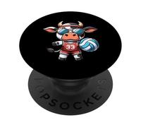 Mucca Sportiva Pallavolo Con Occhiali 33 PopSockets PopGrip Adesivo