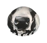 Mucca stampata in bianco e nero,Cuffia da doccia, cuffia da notte, doppio strato, impermeabile, elastica, riutilizzabile.