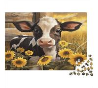 Mucca tra i girasoli Puzzle 1000 Pezzi Carta riciclata per adulti Puzzle per adulti Gioco difficile e stimolante Gioco familiare divertente Ottima idea regalo per il relax 38x26cm/1000pcs