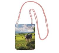 mucche al pascolo Borsa a tracolla per telefono per donne e uomini impermeabile mini borsa per cellulare portafoglio piccole borse a tracolla con cinturino regolabile da viaggio sacchetto per