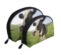 Mucche Al Pascolo, Borsa per trucco a conchiglia Portamonete da donna Borsa da toilette piccola Borsa per cosmetici 2 pezzi