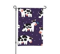 Mucche divertenti, fattoria divertente, bandiera estiva da giardino bifacciale da 12x18 pollici per esterni