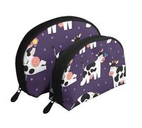 Mucche divertenti Fattoria divertente, Borsa per trucco a conchiglia Portamonete da donna Borsa da toilette piccola Borsa per cosmetici 2 pezzi