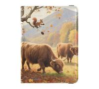 Mucche in Autunno Campo In Pelle Porta Passaporto Della Copertura Del Raccoglitore Impermeabile Titolare del Biglietto per Gli Uomini Viaggio Must Haves Accessori