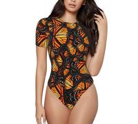 Mucchi Di Arancione Monarca Farfalle Onesie Per Le Donne Di Base Adulto Della Tuta Pigiama Tinta Unita Pagliaccetto Per Indumenti Da, Nero , L
