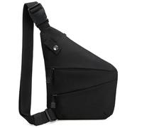 MUCHER Borsa a tracolla Molle antifurto, borsa a tracolla militare, tattica, tasca sul petto, piccola per uomo, viaggi, attività all'aperto, escursionismo, camping, Spalla sinistra nera