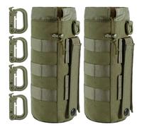 MUCHER Confezione da 2 portabottiglie tattiche Molle titolare per bottiglie militari durevoli con 4 ganci, per attività all'aperto, escursioni, caccia, campeggio, allenamento (verde militare)