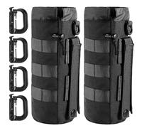 MUCHER Confezione da 2 portabottiglie tattiche Molle titolare per bottiglie militari resistenti con 4 ganci, per attività all'aperto, escursioni, caccia, campeggio, allenamento (nero)