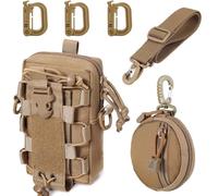 MUCHER Molle Borsa tattica Borsa a tracolla Molle Bottiglie Titolare Durevole Multifunzionale Cintura Borse con Tracolla e 3 Ganci per All'aperto Escursioni Caccia Campeggio Allenamento, cachi, Set