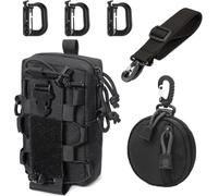 MUCHER Molle Borsa tattica Borsa a tracolla Molle Supporto per Bottiglie Durevole Multifunzionale Cintura Tasche con Tracolla e 3 Ganci per All'aperto Escursionismo, Campeggio Allenamento (Nero)