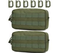 MUCHER Molle - Marsupio tattico EDC Utility, marsupio, con 3 ganci per attività all'aria aperta, escursionismo, campeggio, allenamento, B - Verde militare - 2 pezzi, Set per la scuola
