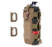 MUCHER Portabottiglie tattico Molle supporto per bottiglie, resistente militare, con 2 ganci, per attività all'aperto, escursioni, caccia, campeggio, allenamento (kaki)