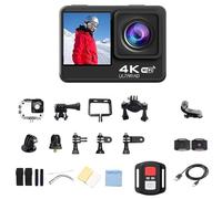 MuchLuckystar Action Camera, grandangolare 4K con stabilizzazione dell'immagine e doppio schermo, impermeabile, dispositivo di registrazione video HD per sport