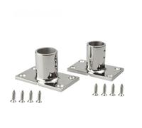 MuchLuckystar Base per corrimano in acciaio inossidabile 316, supporto rettangolare per tubi da 22 mm e 25 mm, montaggio per ponte di grado marino argento