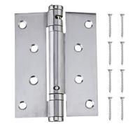 MuchLuckystar Cerniera a molla in acciaio inox con chiusura automatica, forza di chiusura regolabile, funzione di tenuta aperta a 90 gradi, per porte interne, argento, 100 mm x 78 mm