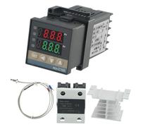 MuchLuckystar REX-C100 - Kit regolatore di temperatura digitale PID con 40A SSR, sonda termocoppia tipo K e dissipatore di calore, 0-1300 °C, CA 100-240 V