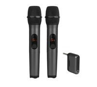 MuchLuckystar Sistema microfonico wireless professionale a doppio canale da 2,4 GHz con riduzione del rumore, ricevitore da 6,35 mm per karaoke, DJ, chiesa, eventi, nero