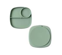 muchmellow - Piatto in Silicone MADE IN ITALY per Svezzamento con 3 Scomparti Divisori e Ventosa Anticaduta, Plastic Free, BPA Free, Lavabile Lavastoviglie (Verde)